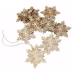 Мм 10 шт. 80 мм деревянные рождественские снежинки в форме украшения Висячие украшения деревянный подвесной кулон