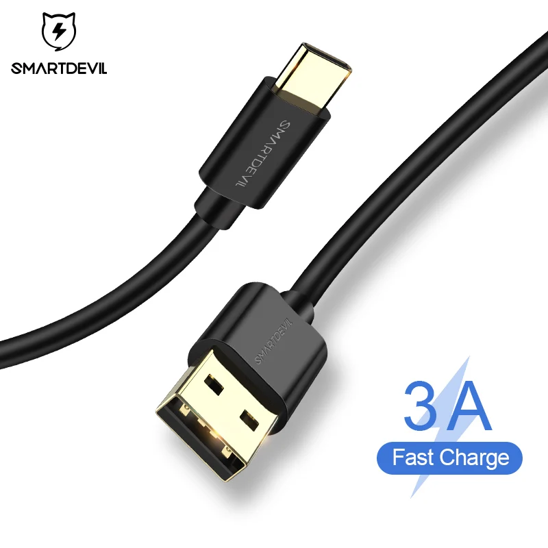 SmartDevil USB نوع C كابل لسامسونج غالاكسي S10 s9 plus USB-C الهاتف المحمول سريع شحن نوع-C كابل ل xiaomi redmi note 7