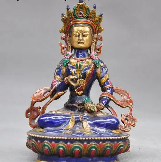 

Old Tibetan bronze Cloisonne Buddhism Vajrasattva Tara Bodhisattva Buddha statue