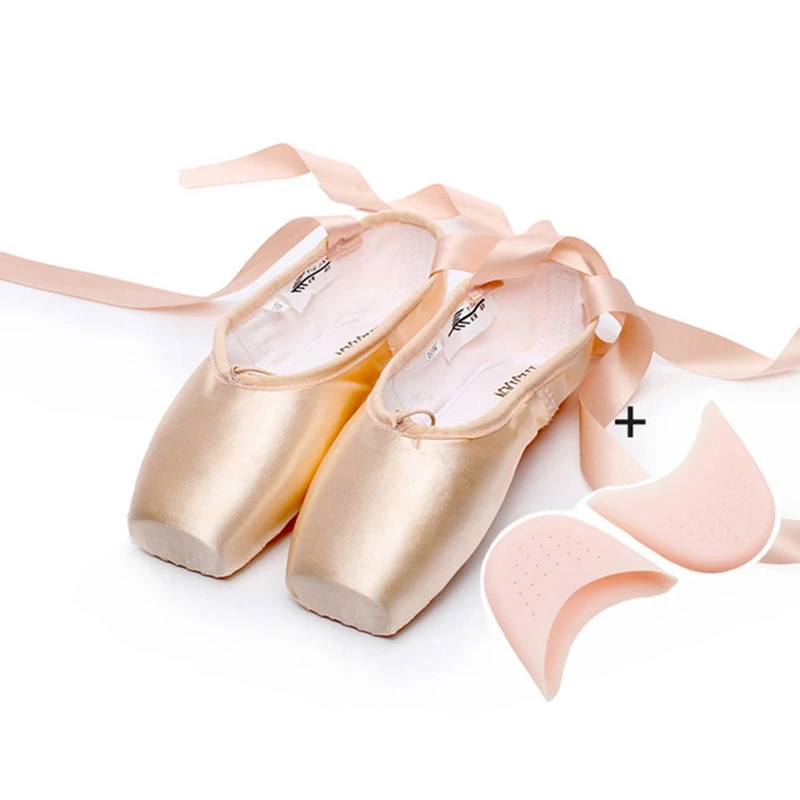 

New Ballet Pointe Shoes for Women Ladies Professional Latin Ballet Shoes With Ribbons Ballet Dancing Shoes with Toe Pad