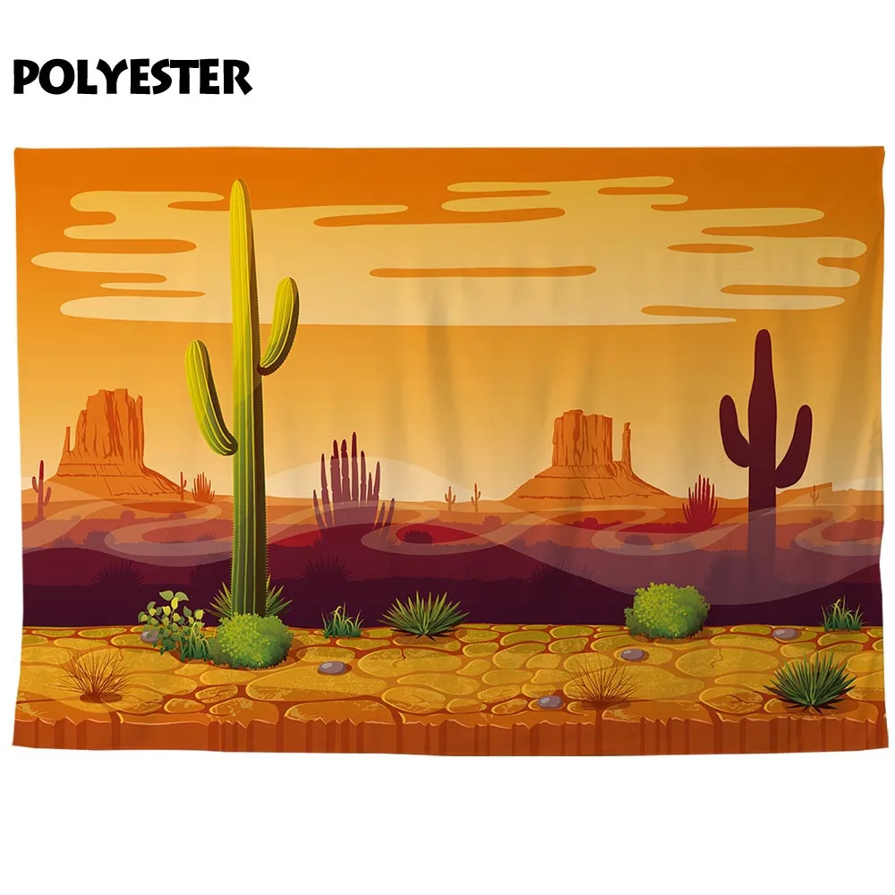 10x6.5ft Childish Art Design Green Cactus Rustic Wooden Board Yellow Polyester Photography Background Desolate Desert Fiesta Backdrop Child Baby Portrait Shoot Kids Room Wallpaper Birthday Banner
