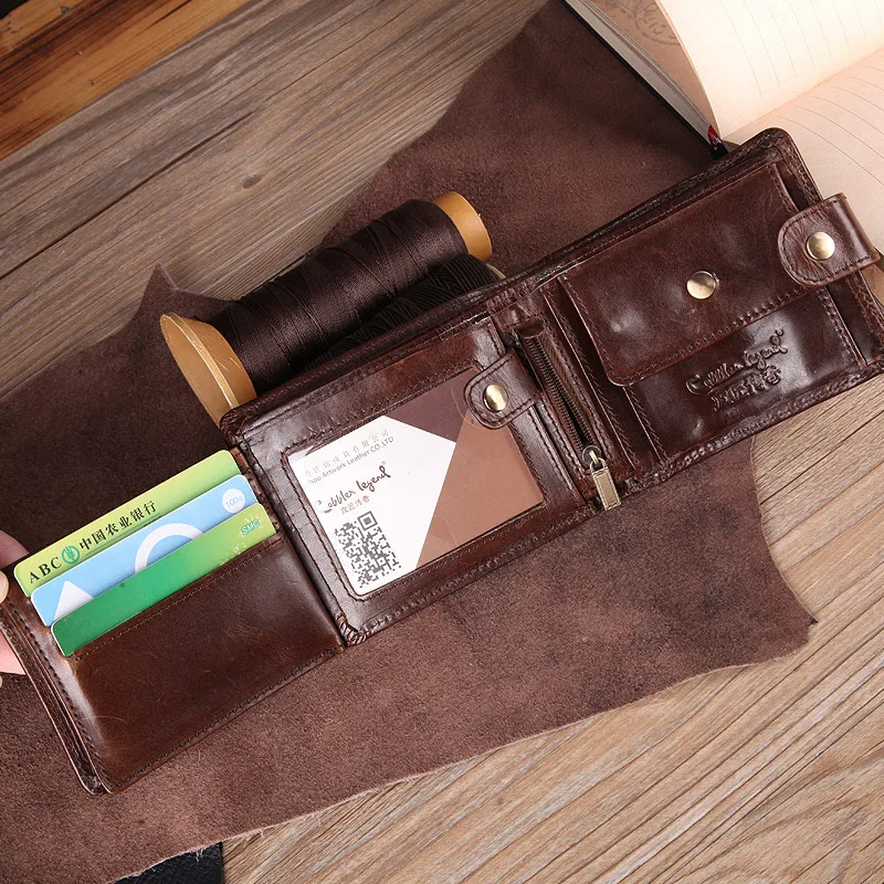 Beste Schoenmaker Legende Zwarte Koe Lederen Mannen Portefeuilles Korte 100% Top Kwaliteit Fashion Hoge Kwaliteit Portemonnee 2019 Originele Merk