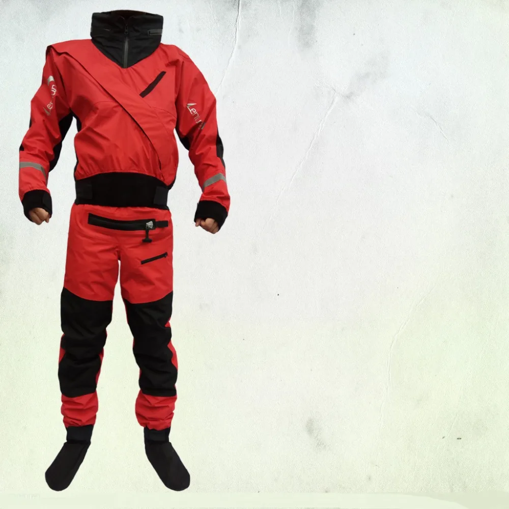 Полный сухой костюм передний Tizip введите молнии с капюшоном drysuit, сухие костюмы для белой воды, каяк, парусный спорт, рыбалка