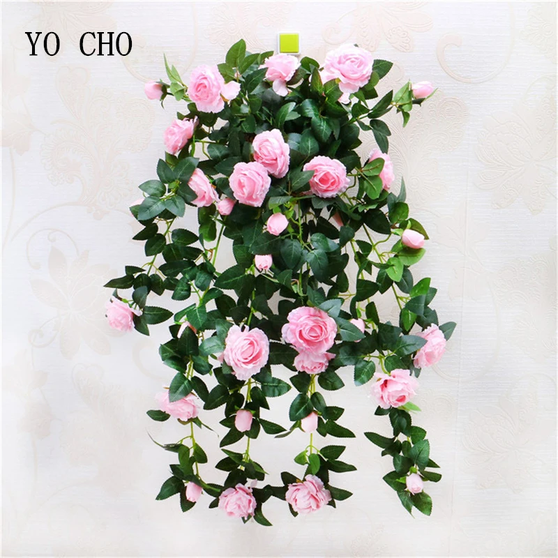 YO CHO Artificial Flowers High Quality Fake Silk Peony Wall Hanging for Wedding Home Party Showcase Decorative Simulation Plants