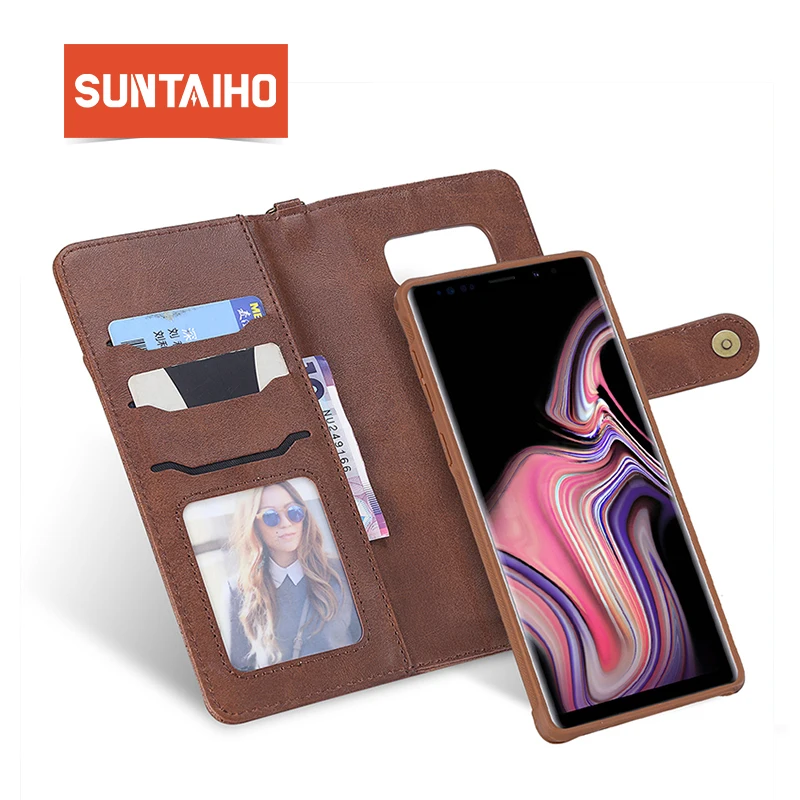 Suntaiho Ретро 2 в 1 из искусственной кожи чехол-бумажник чехол для samsung galaxy note9 note8 s9 plus
