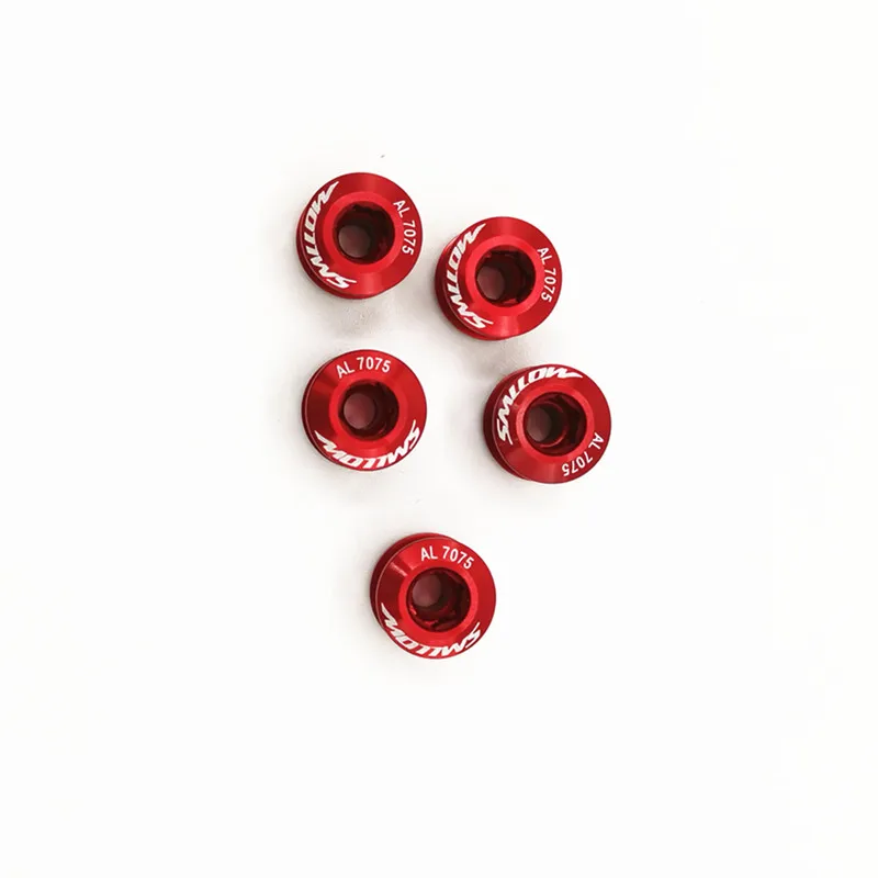 5 шт., винты для велосипедного колеса MTB, велосипедные болты 7075 из алюминиевого сплава, одинарные/двойные зубные пластины, винты для ногтей, винты для Шатунов - Цвет: 5mm 5pcs red