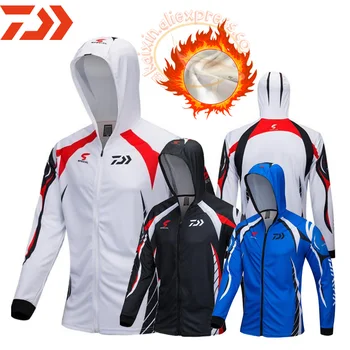 

DAIWA Autumn Winter Warm Male 3 Colors Men Fishing Clothes Zipper Sweater Shirt Jacket Outdoor Sports Fishing Hooded Jacket