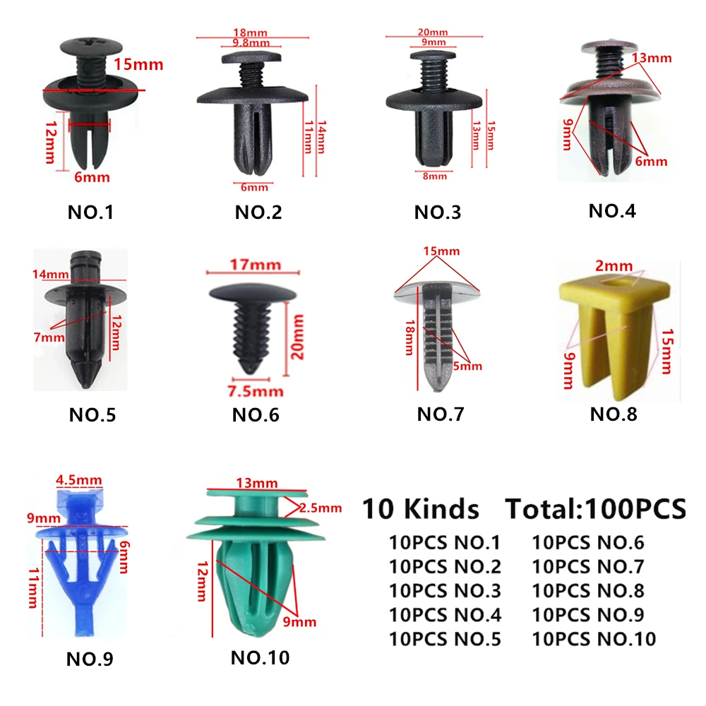 

Auto Bumper Fastener 6mm Hole Rivet Retainer Push Engine Cover Car Door Trim Panel Clip Fasteners for Toyota