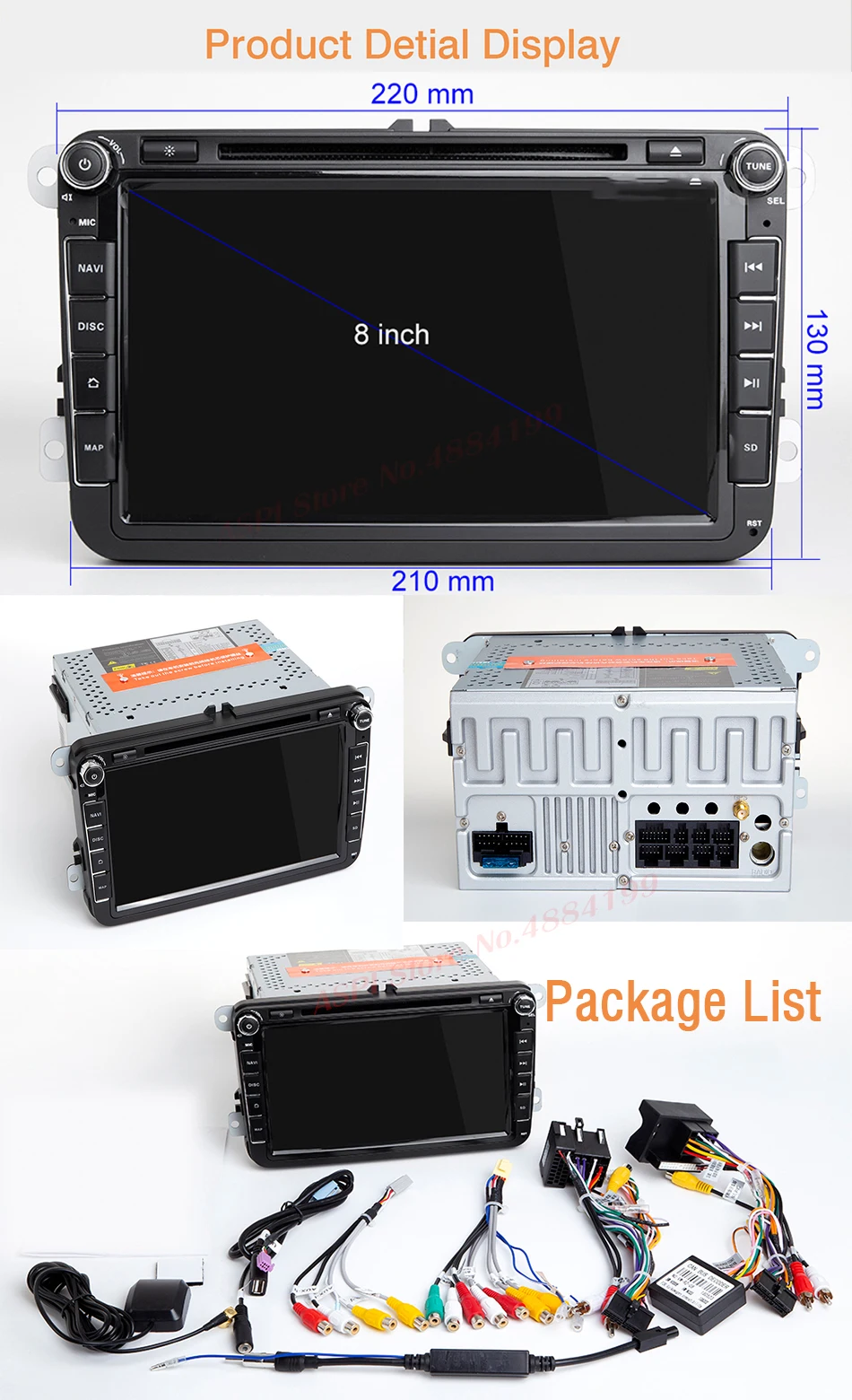 Sale DSP IPS Car Multimedia player Android 9 GPS 2 Din Car Radio Audio Auto For VW/Volkswagen/POLO/PASSAT/Golf 8 Cores RAM 4G 64G 20