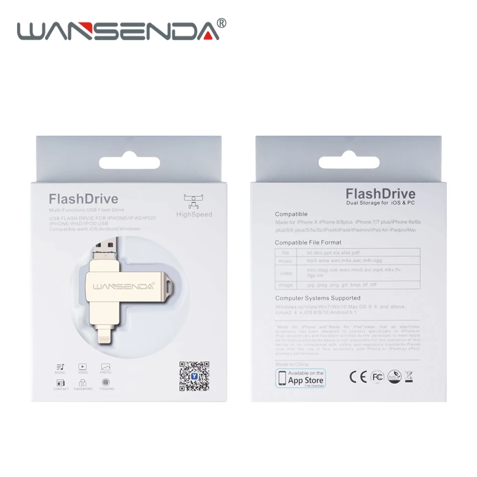 WANSENDA 3 в 1 OTG USB флэш-накопитель для Android/iOS/PC USB 3,0 Флешка 8 ГБ 16 ГБ 32 ГБ 64 Гб карта памяти, Флеш накопитель