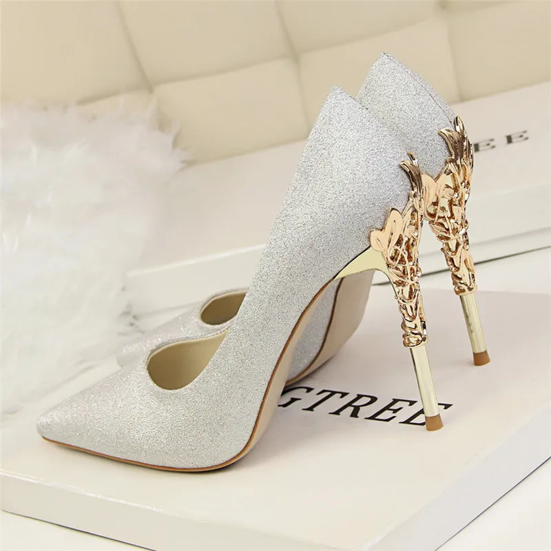 bridal shoes wedding shoes woman gold high heels pointed toe pumps women shoes high heel ladies shoes zapatos de novia