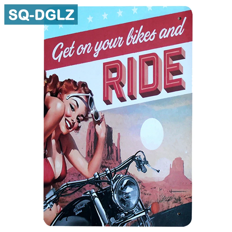 

[SQ-DGLZ]Hot Get On Ur Likes & RIDE Tin Sign Wall Decor Metal Signs Metal Crafts Vintage Home Decor Painting Plaques Art Poster