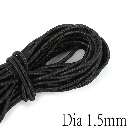 2 м Высокое качество диаметр 1 мм-5 мм сильная эластичная черная веревка шнур стрейч веревка для DIY ювелирных изделий Аксессуары для волос материал - Цвет: dia  1.5mm