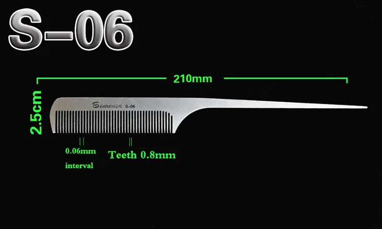 Новая расческа для волос для парикмахерской, ручная работа из нержавеющей стали Расческа для стрижки волос, профессиональная расческа для парикмахерских стальная расческа D-b1 3 дизайна - Цвет: S06  1pcs