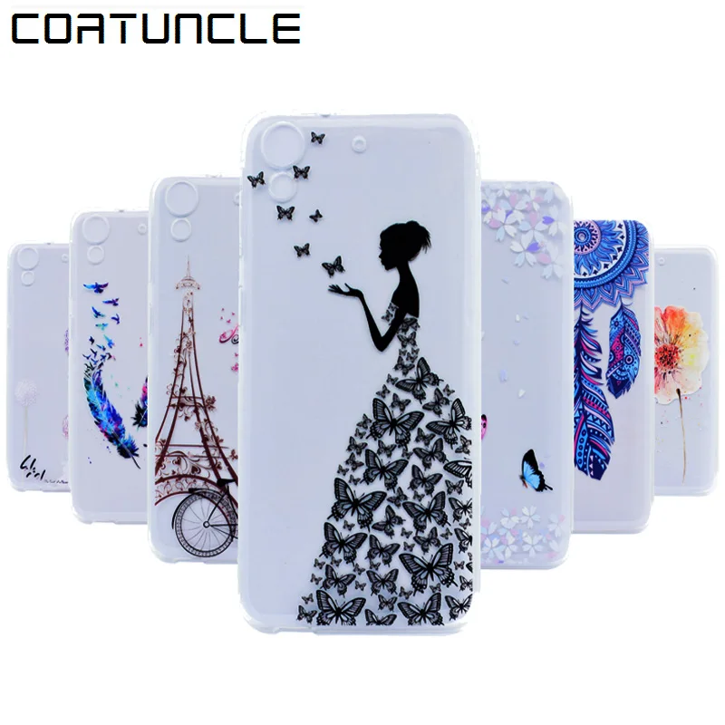 

Transparent Soft Silicone TPU Phone Case For HTC Desire 626 626G 626S Back Cover Tower bicycles Painted Pattern For HTC 626
