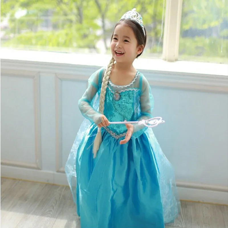 Платье Эльзы; костюмы на Хэллоуин для девочек; карнавальный костюм Эльзы и Анны; Детские платья принцессы; Fantasia Infantil Vestido Roupa для детей