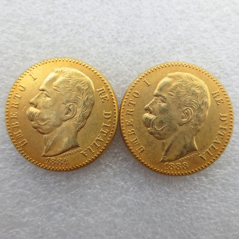 Италия 1884-1888 Umberto 50 лир Золотая монета копия монеты