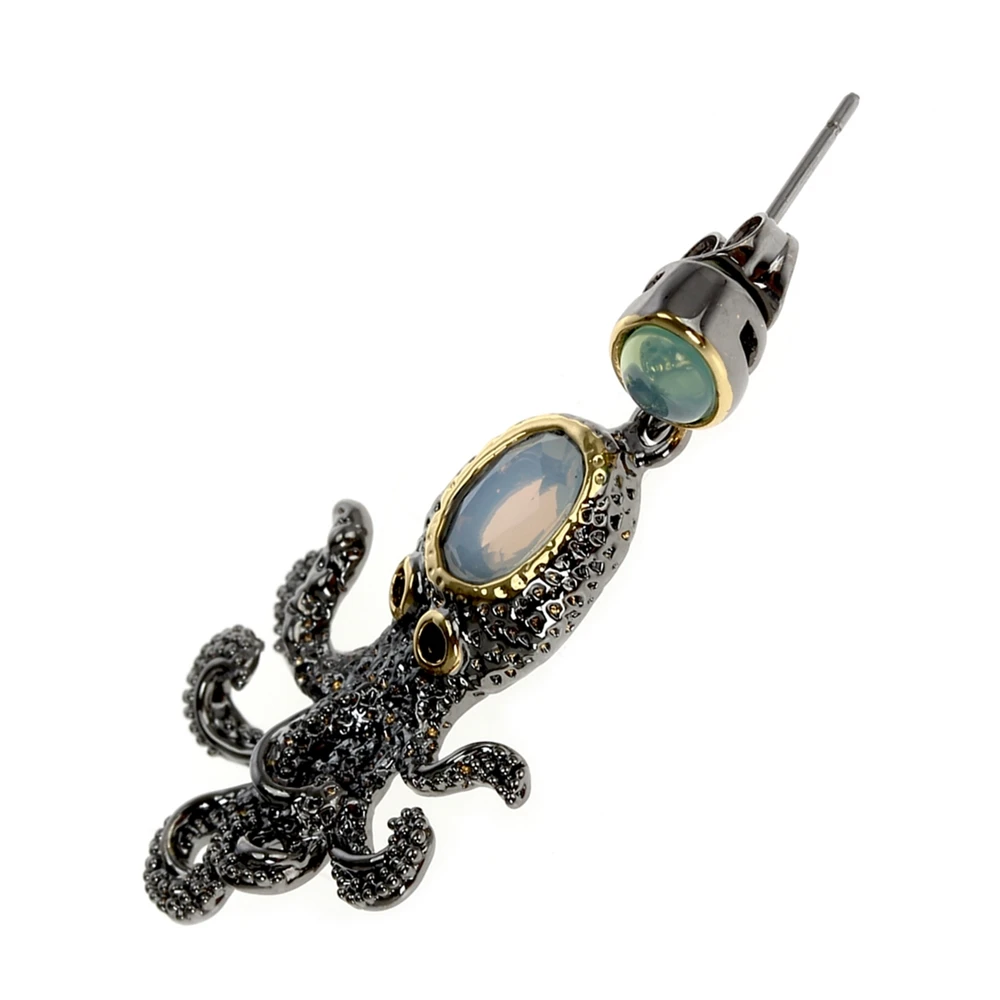 WE3875 octopus earrings vintage antique gothic jewelry women cz zircon opal (5)