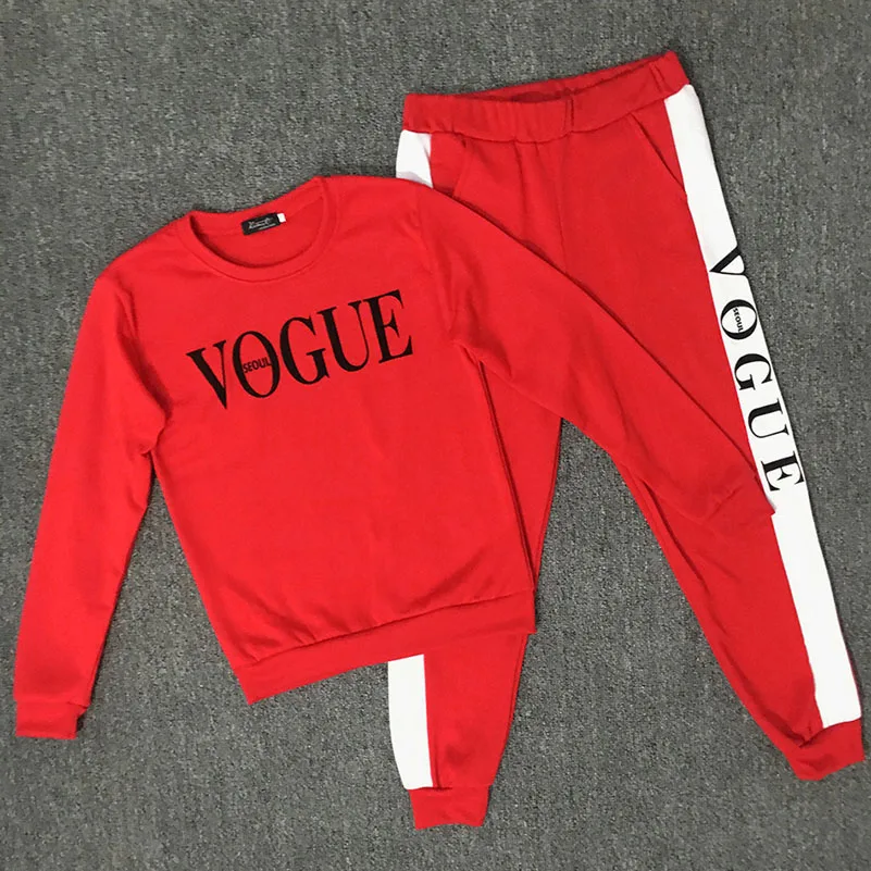 

NEW Print 2 Two Piece Set Top And Pants Women Cotton Tracksuit Loose Pullovers 2018 Sweatshirt Female Suit Sportwear 15 **