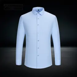 SHUANGGUN Новый Классический волокна Для мужчин платье рубашка сплошной Цвет человека социальные рубашки офисная одежда легкий уход Regular Fit