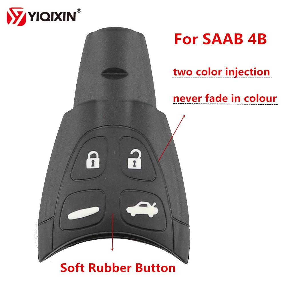

YIQIXIN 5Pcs/lot 4 Button Replacement Remote Shell Case Soft Rubber Button For SAAB 93 95 9-3 9-5 WF 4 Keyless Entry Key Shell