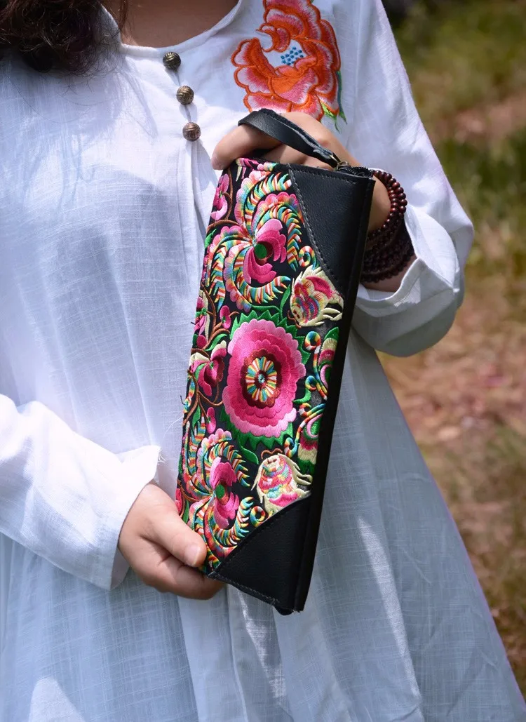 Национальная Ретро вышитая сумка с цветочным дизайном, Женская сумочка, сумочка, элегантная ручная работа, дневной клатч, клатч, кошелек