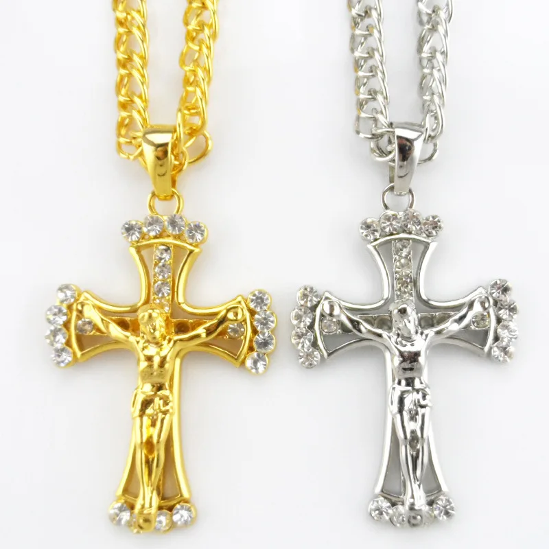Cross Necklace Women/Men Jewelry Wholesale Trendy 2 Colors Platinum/18K