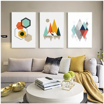 

Nordic Style Wall Art Canvas Poster Print Abstract Geometry Pictures On Canvas Scandinavian Painting For Living Room Decor
