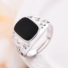 New Fashion Adjustable Ring Women Black Oil Painting Rings Women's Punk Jewelry Silver Ring Women Hollow-out Rings Jewelry Gifts punk style solid color hollow out ring for women