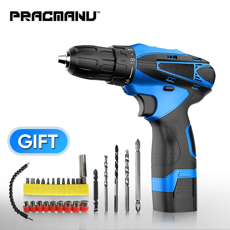 

PRAACMANU 12V Mini Cordless Drill Household Power Tool Electric Screwdriver with LED Light Lithium Battery Electric Drill