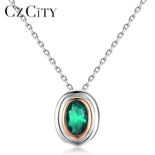 CZCITY, Брендовое серебряное 925 пробы ожерелье, хорошее ювелирное изделие для женщин, Овальный дизайн, ожерелье с подвеской, классическое подлинное серебряное ювелирное изделие