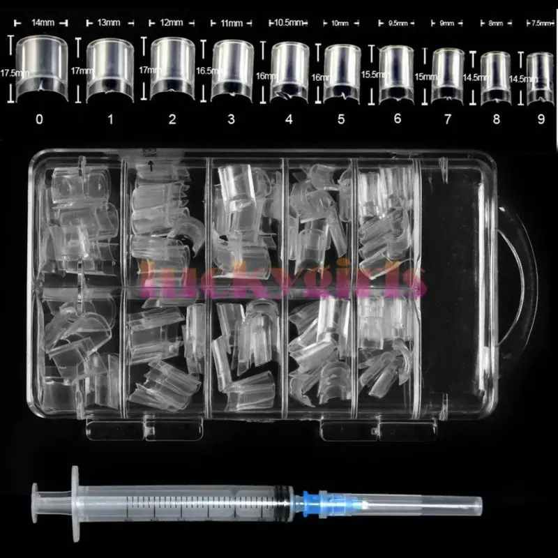

Aquarium Nails AQUA Nail Art Tips Clear Aquarium False Water Liquid Nail Tips With Syringe injector Dropshipping