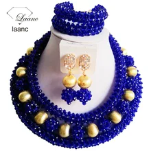 Коренастый Королевский синий Нигерийский Африканский Свадьба Бусины Африканский Бусины комплект ювелирных изделий abf694