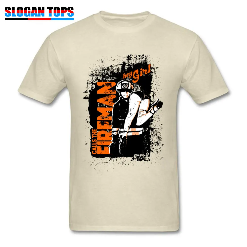 Tops Shirts CALLS THE FIREMAN Thanksgiving Day Family Camisa Short Sleeve 100% Cotton Round Neck Adult T-Shirt Camisa Tee-Shirts CALLS THE FIREMAN beige