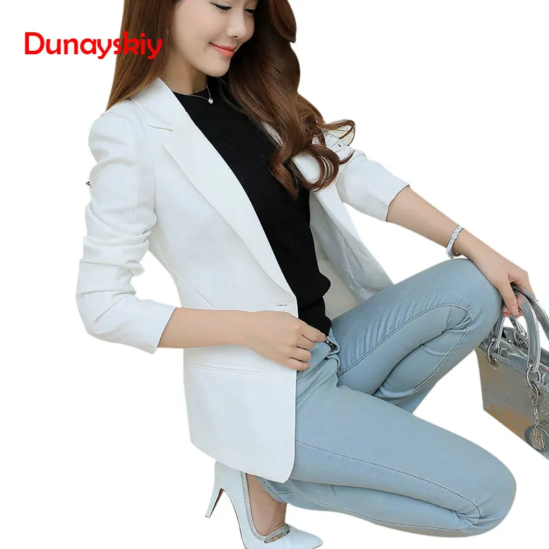 

Ladies Blazer Long Sleeve Women Suit Female Feminine Blazer Pink Blue White Black Blazer Spring Single Button Casual Notched