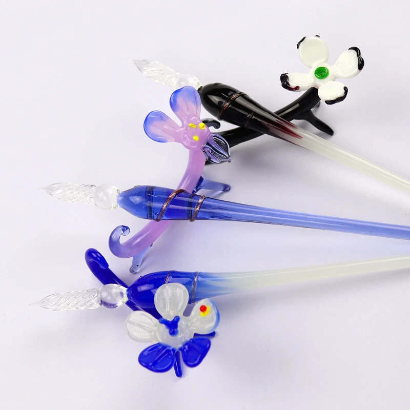 Calligraphy Handmade Glass Pen Crystal Penholder Vintage Ink Flower-Inside Q1O7 Calligraphy Handmade Glass Pen Crystal Penholder Vintage Ink Flower-Inside Q1O7