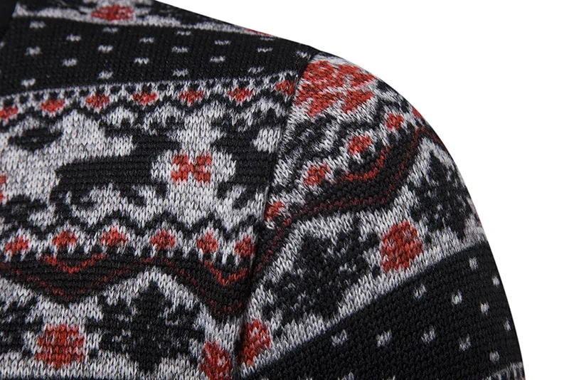 Уродливый Рождественский кардиган, мужской свитер с v-образным вырезом и принтом оленя, мужские черные вязаные свитера в стиле пэчворк, повседневный рождественский джемпер, Мужской Топ