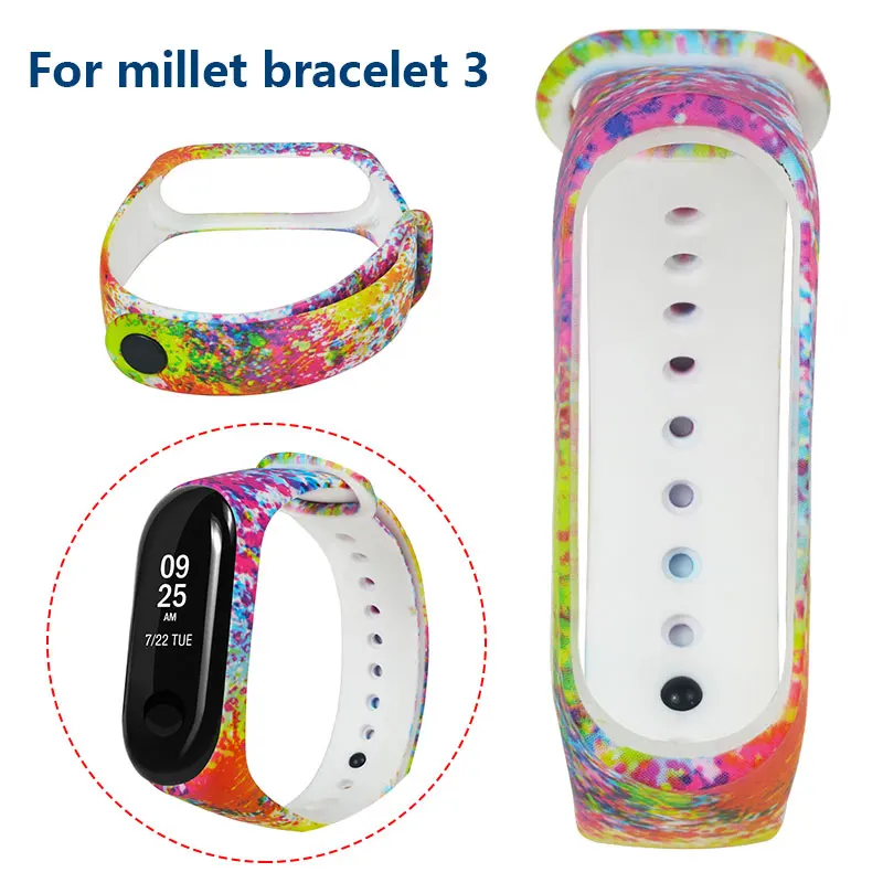 

Replacement Wrist Band TPE Personalize Durable Watch Band Quick Install Colored Drawing Parts for Xiaomi Band 3