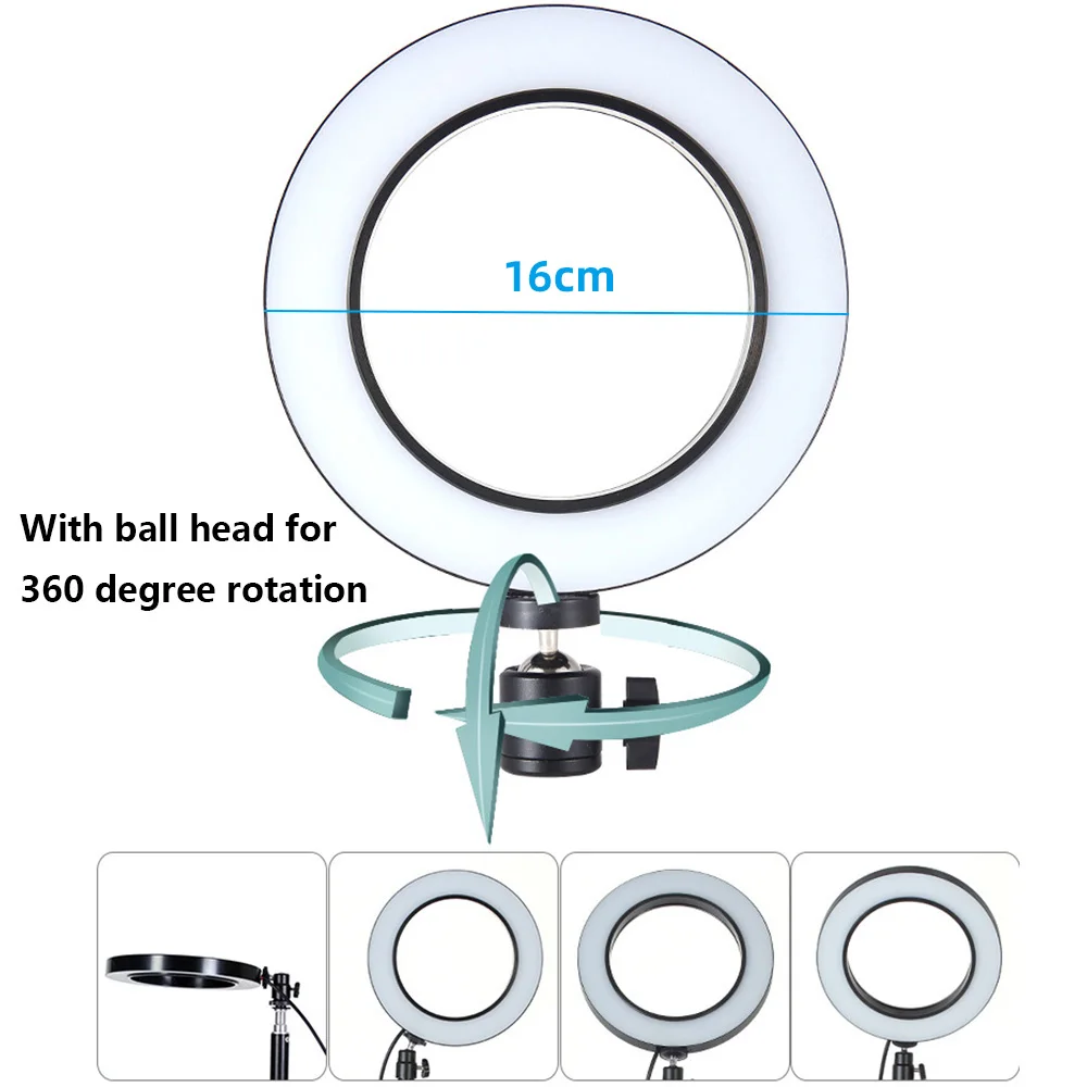  New Desktop Mounts Holder Stands for Mobile Phones Tripod with 16cm LED Ring Flash Lamp Light for V