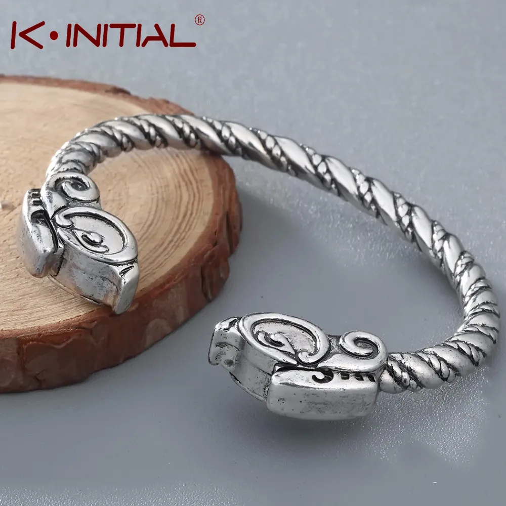 Kinitial Open Fenrir Dragon Viking браслеты с закручивающимся браслетом для мужчин античное