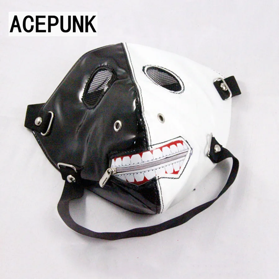 1 шт. новые черные и маски белые лица аниме косплей личности панк рок-маски молния Велоспорт представления заклепки маска