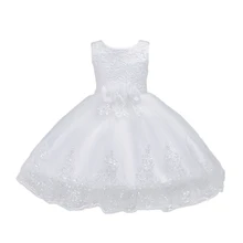 Платье принцессы с вышивкой и бантом; платье для девочек; платье без рукавов; платье для дня рождения, свадьбы, церемонии, танцев, шоу; свадебное платье для девочек