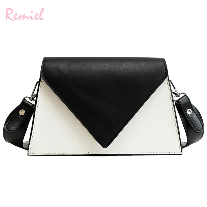 

2018 Fashion New Female Square bag High quality PU Leather Women's Designer Handbag Simple Contrast color Shoulder Messenger Bag