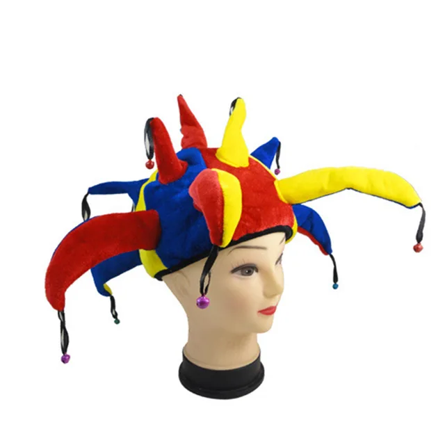 funny colorful halloween party clown hat with small bell carnival costume hats unisex cap props jl