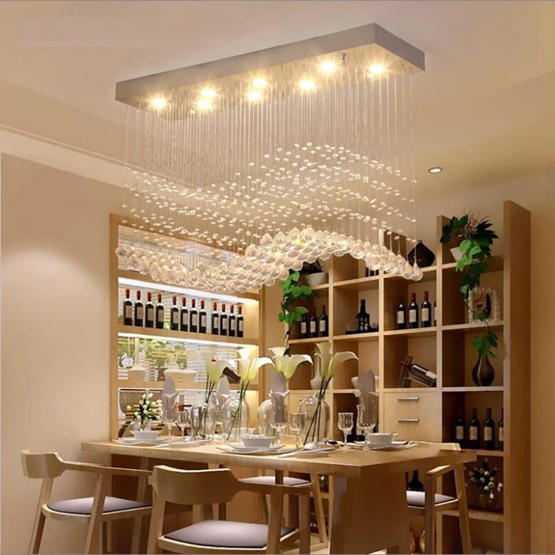 

Modern crystal chandelier, rectangle, European style, LED, simple, creative, restaurant lamp, bar lamp