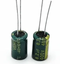 12 unids/lote 400V 8,2 UF alta frecuencia de baja impedancia de 8*12,5mm 20% RADIAL condensador electrolítico de aluminio 8200NF 20%