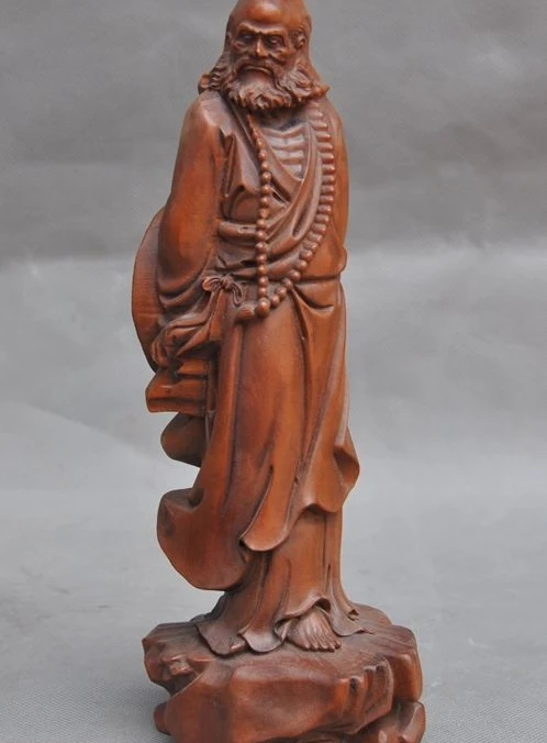 Details about   Chinese Exquisite Boxwood Hand-carved Dharma Statue 