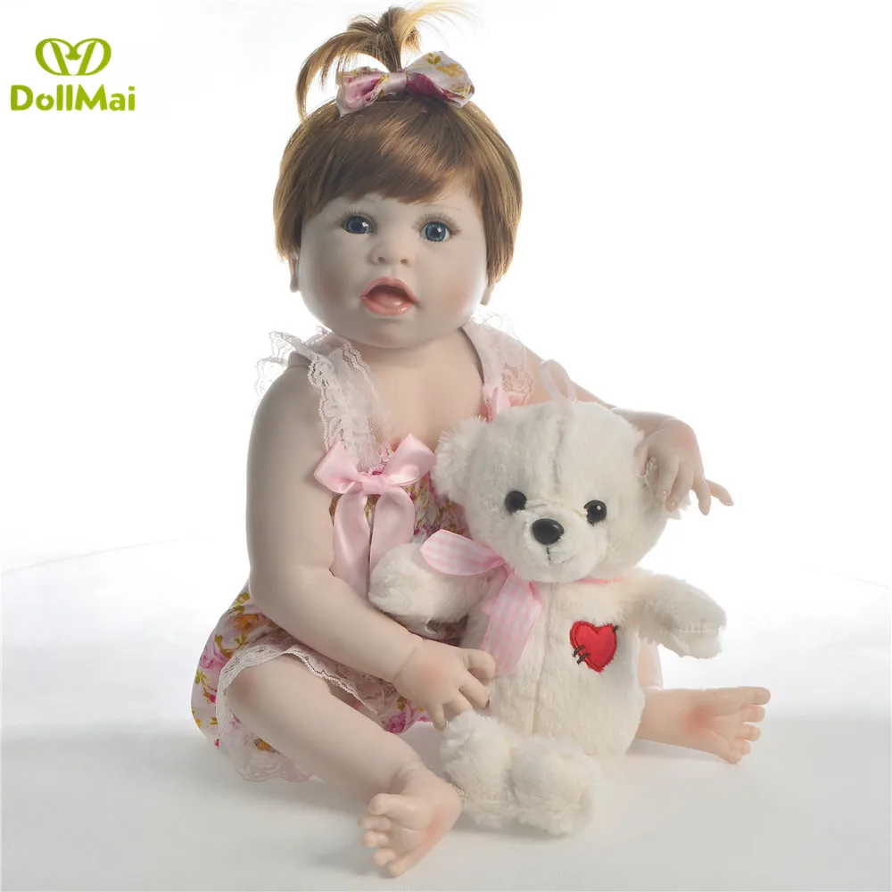Bebe Кукла reborn полный силикон reborn baby куклы игрушки подарок 57 см bebe reborn corpo de silicone inteiro realista l. o. l кукла игрушка