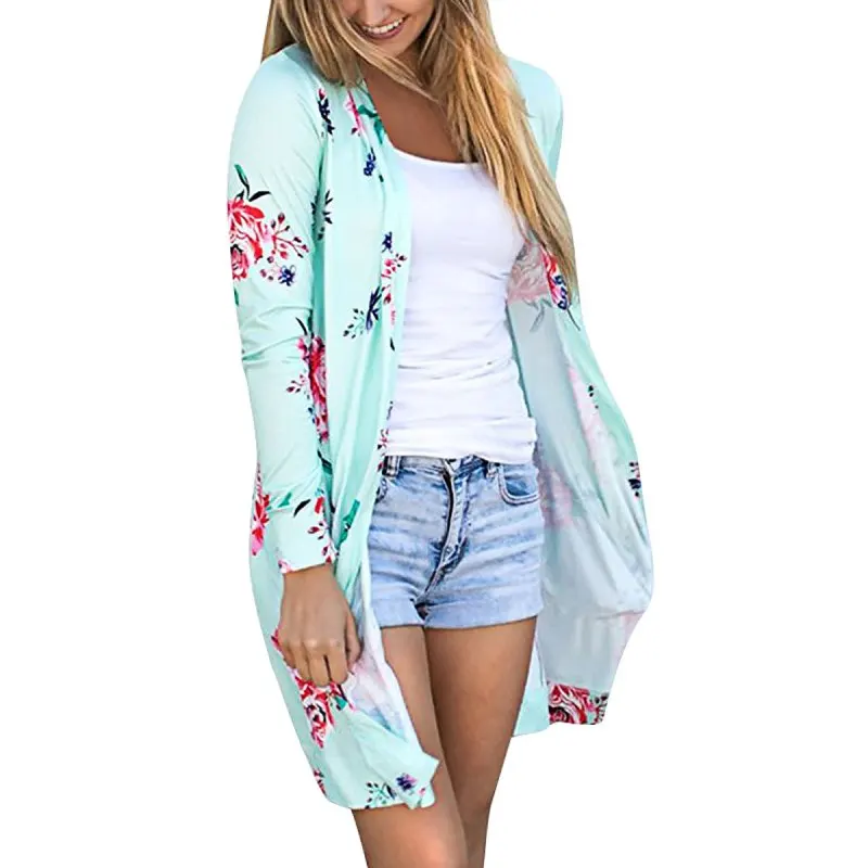 

Summer Coat Woman Kimono Jacket Casual Floral Cardigans Jackets Long Sleeve Loose Coat Tops Tee Tunic Mujer Femme 2018