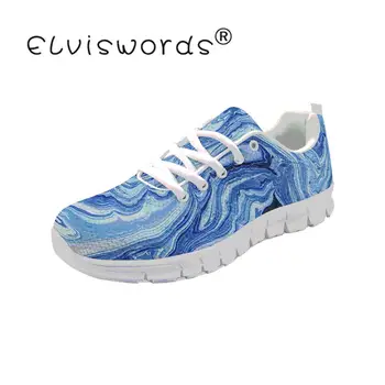 

ELVISWORDS Female Marble Sneakers Pattern Women Footwear Sports Shoes Lace-Up Comfortable Casual Sneakers Zapatillas Hombre